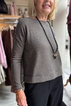 Mama B Alison Riga Alpaca 17235 Grey Thin Stripe Jumper, three-quarter view