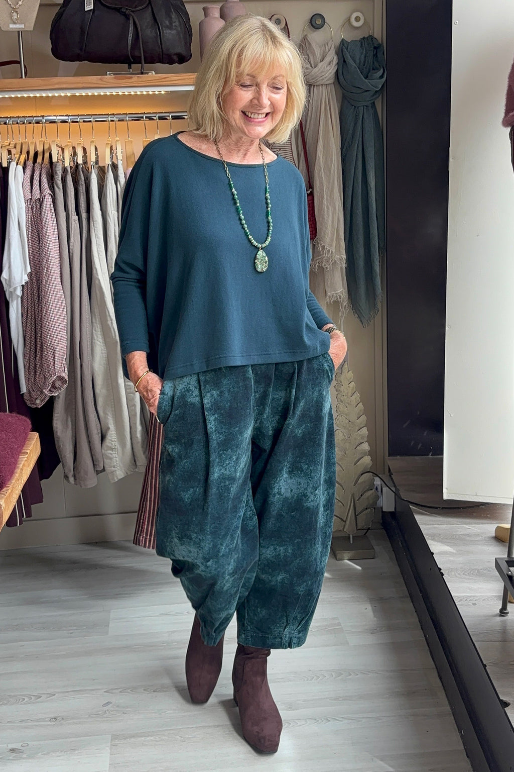 Mama B Bianco PR ATLA Atlantic Blue Trousers, full length