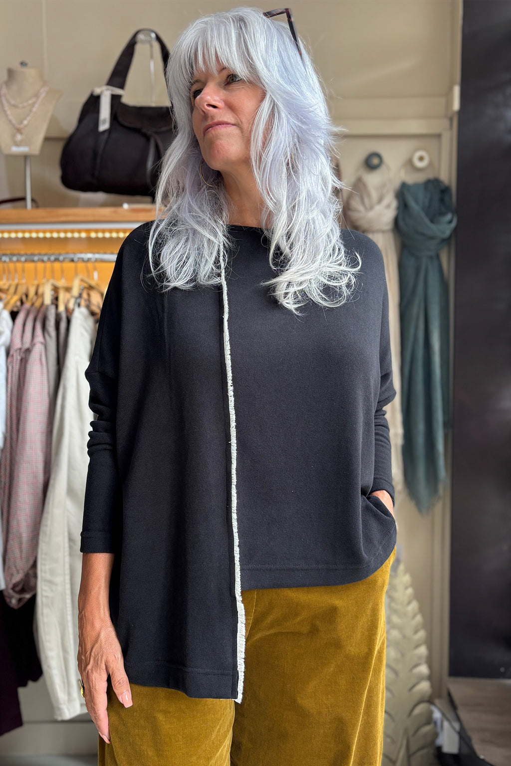 Mama B Charlotte Nero Black Jumper 17237, front view