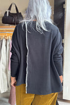 Mama B Charlotte Nero Black Jumper 17237, back view showing the frayed centre seam