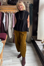 Mama B Elva Nero Black Gilet Jumper 17237, full length styled with cord trousers