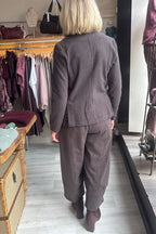 Mama B Rima JQ33846 Notte Brown Small Check Trousers, full length back view