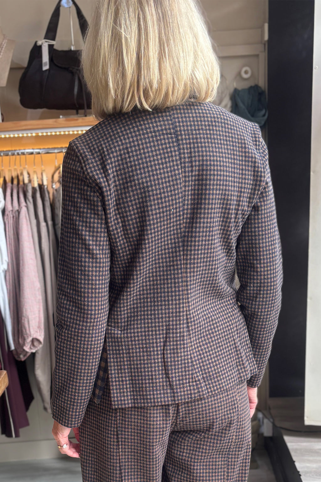 Mama B Yasmin Notte Brown Small Check 33846 Jacket, back view