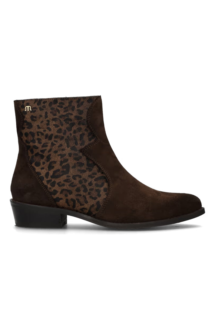 Maruti Gavi Dark Brown Leopard Suede Ankle Boots 66.1942.01, side view