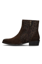 Maruti Gavi Dark Brown Leopard Suede Ankle Boots 66.1942.01, inner side zip