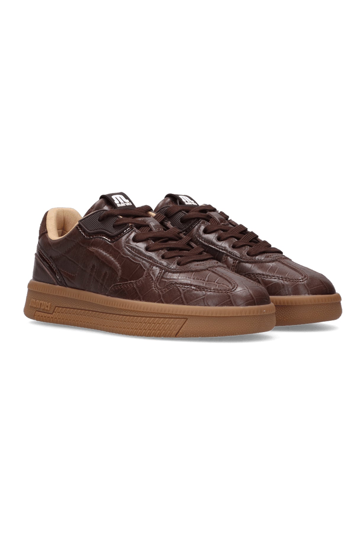 Maruti YALE Brown Croco Trainers 66.1844.01, front three-quarter view