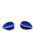 Georgia Charal Mini Bronze & Blue Painted Organic Leaf Stud Earrings