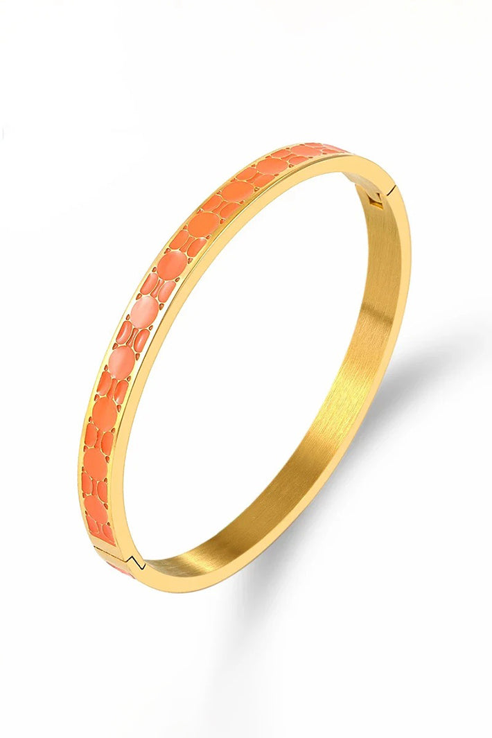 Misgraceful 18k Gold Plated Coral Mosaic Pattern Bangle Bracelet