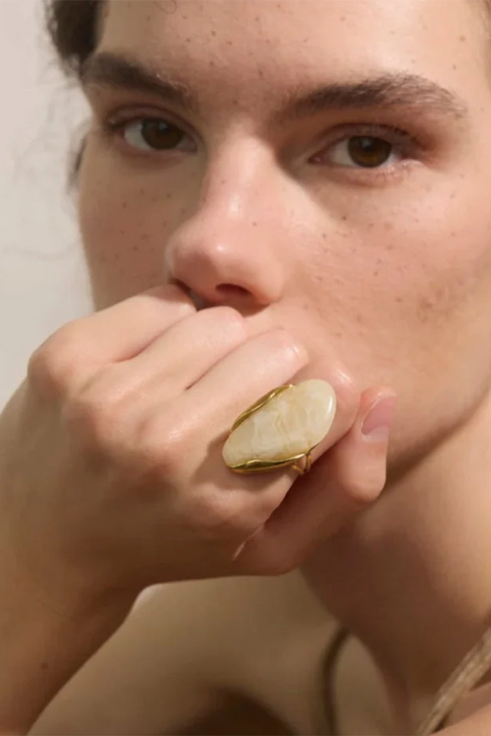 Misgraceful 18k Gold Plated Resin Stone Ring