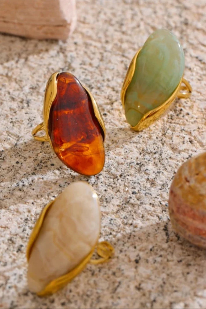 Misgraceful 18k Gold Plated Resin Stone Ring