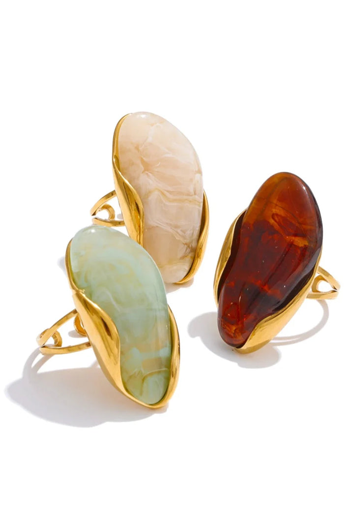 Misgraceful 18k Gold Plated Resin Stone Ring
