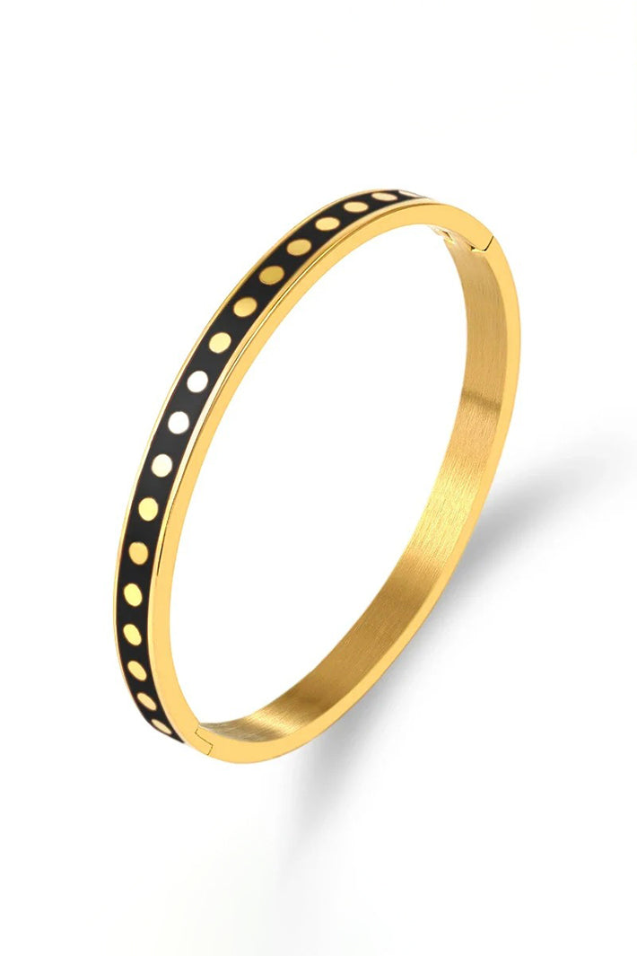 Misgraceful 18k Gold Plated Spotty Enamel Bangle Bracelet