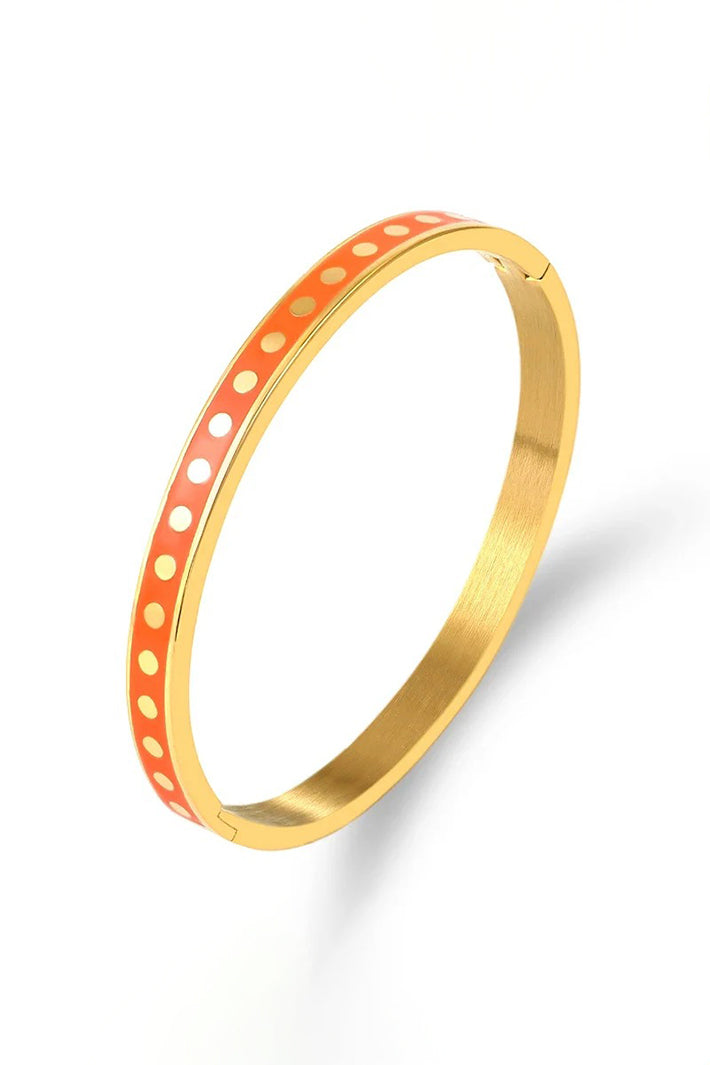 Misgraceful 18k Gold Plated Spotty Enamel Bangle Bracelet