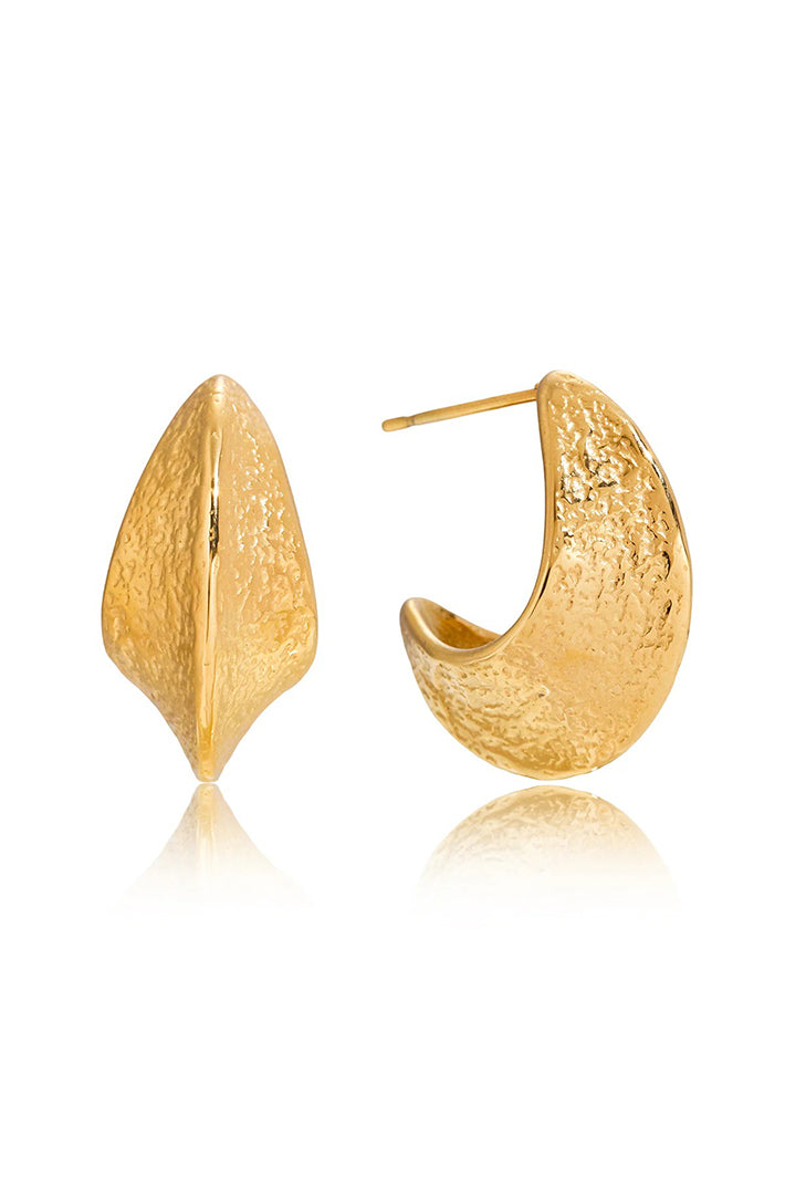 Misgraceful 18k Gold Plated Textured Curve Hoop Earrings