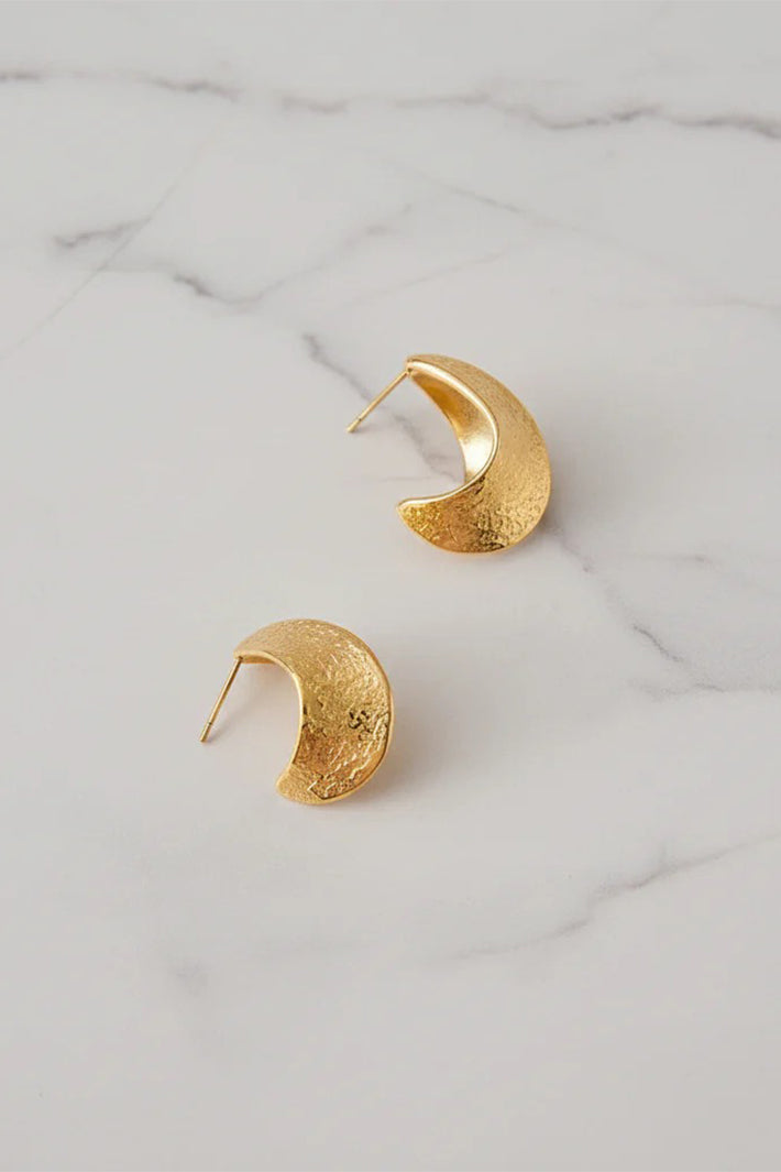 Misgraceful 18k Gold Plated Textured Curve Hoop Earrings
