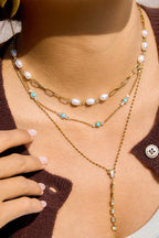 Misgraceful 18k Gold Plated Dainty Turquoise Cubic Zirconia Necklace