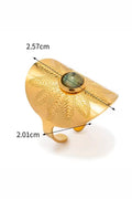 Misgraceful Gold Fern Stone Ring, packshot with measurements