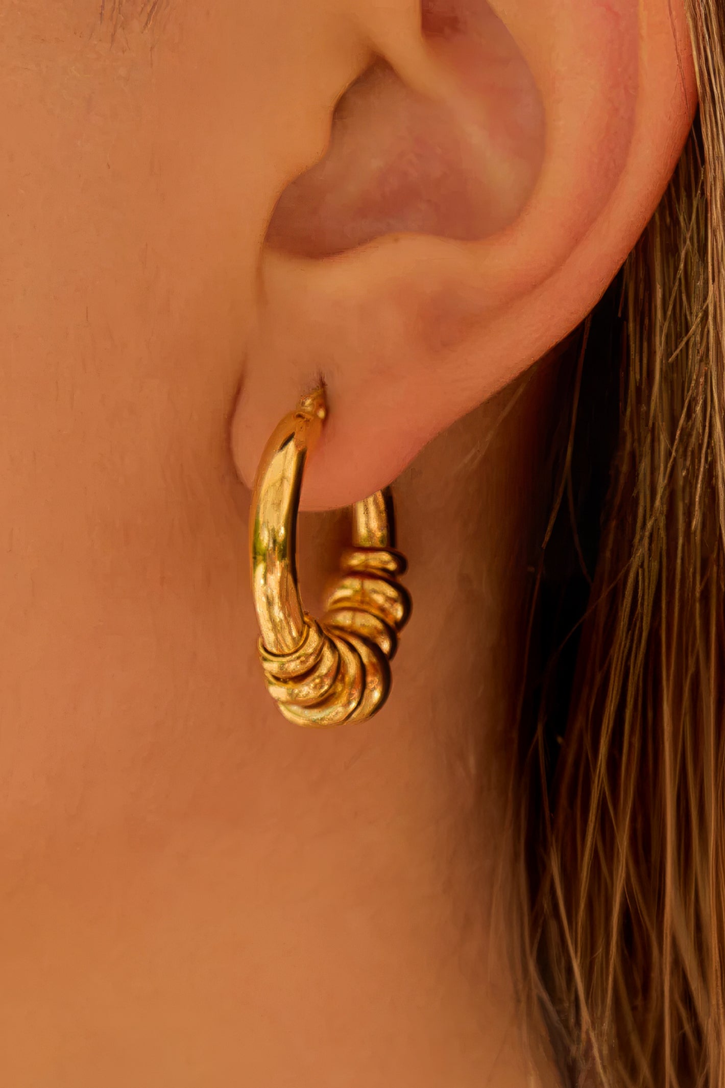 Misgraceful 18k Gold Plated Multi-Ring Contemporary Hoop Earrings