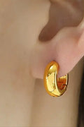 Misgraceful Small Chunky Gold Hoop Earrings, worn on ear