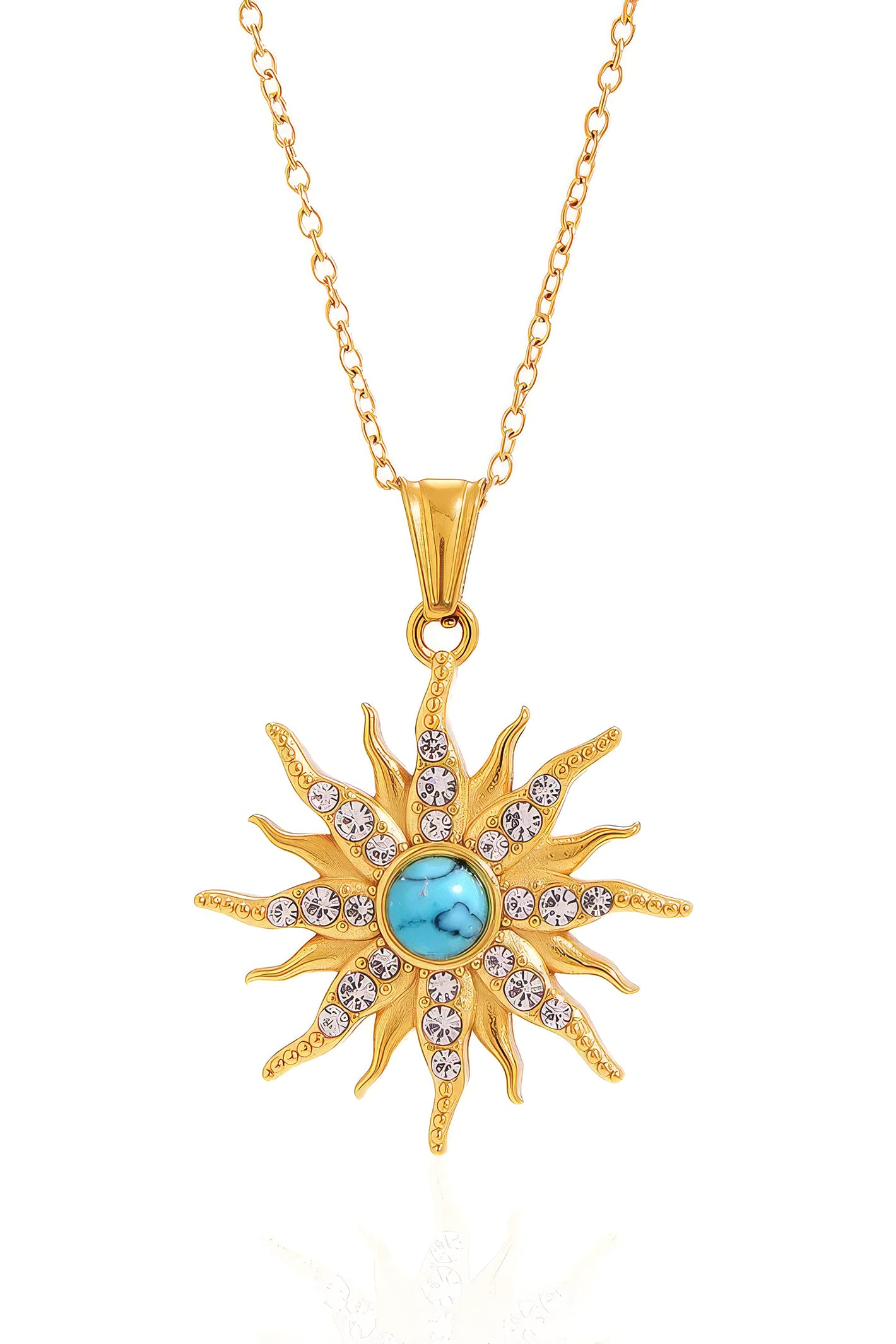 Misgraceful Turquoise Sun Pendant Necklace