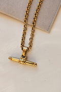 Misgraceful Vintage T Bar Gold Necklace, flat lay