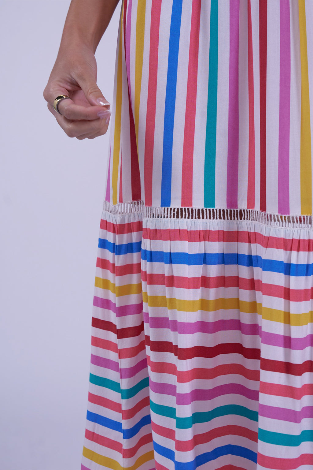 New Day Originals Misha Candy Stripe Organic Cotton Shirred Dress