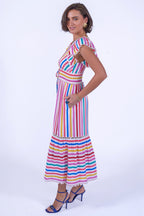 New Day Originals Misha Candy Stripe Organic Cotton Shirred Dress