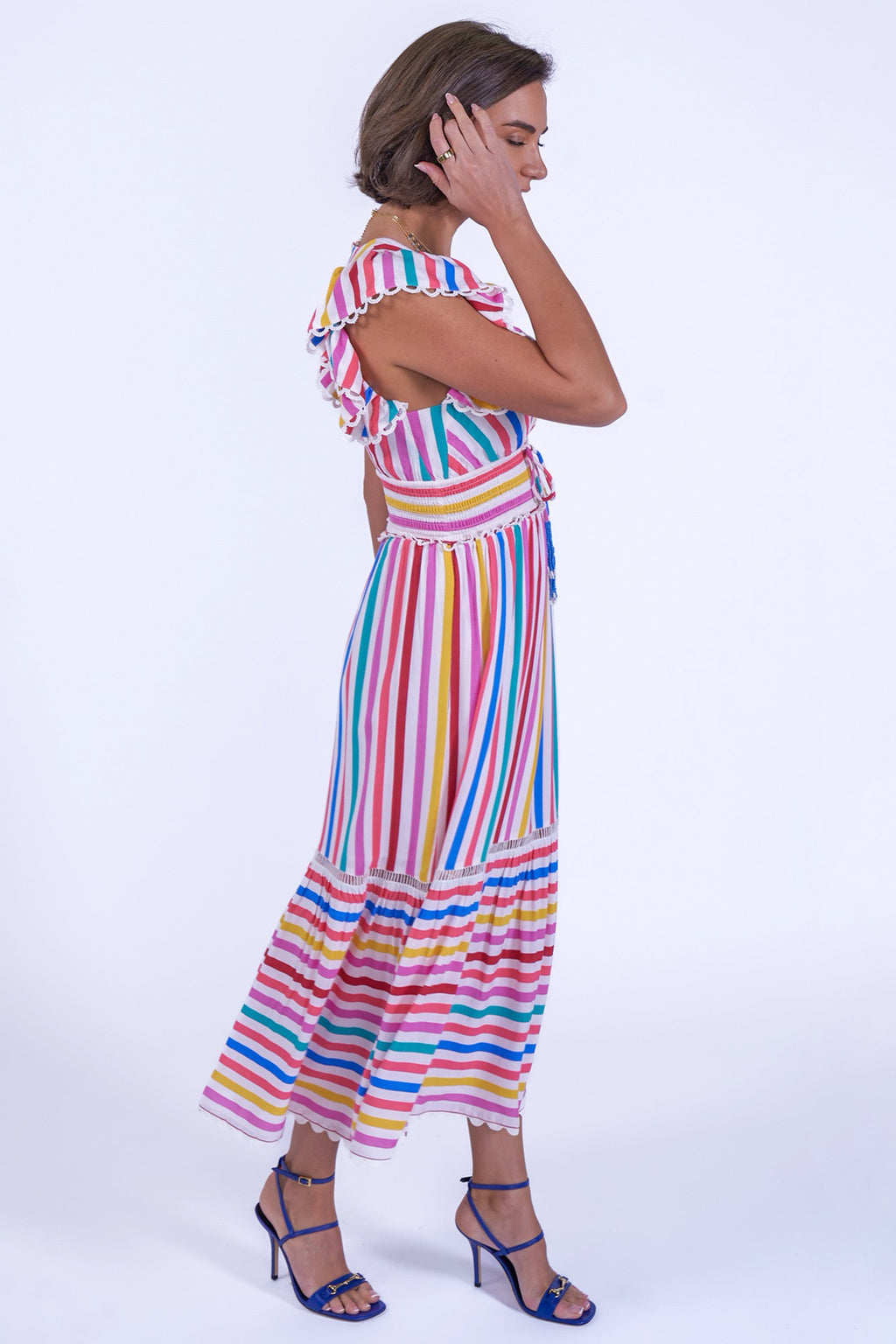 New Day Originals Misha Candy Stripe Organic Cotton Shirred Dress