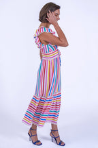 New Day Originals Misha Candy Stripe Organic Cotton Shirred Dress