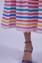 New Day Originals Misha Candy Stripe Organic Cotton Shirred Dress