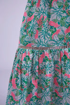 New Day Originals Misha Pink Parrot Shirred Waist Cotton Dress