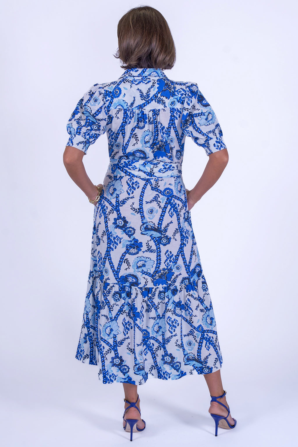 New Day Originals Safari Blue Print Cotton Shirt Dress