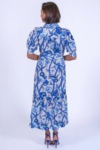New Day Originals Safari Blue Print Cotton Shirt Dress