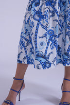 New Day Originals Safari Blue Print Cotton Shirt Dress