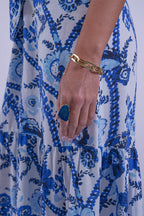 New Day Originals Safari Blue Print Cotton Shirt Dress