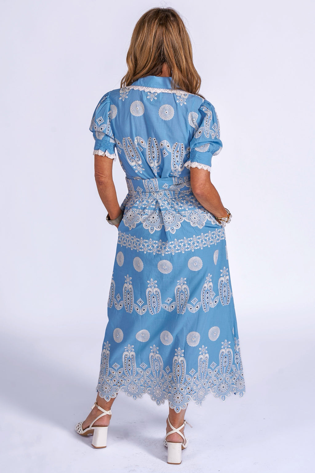 New Day Originals Sani Blue Organic Cotton Midi Shirt Dress