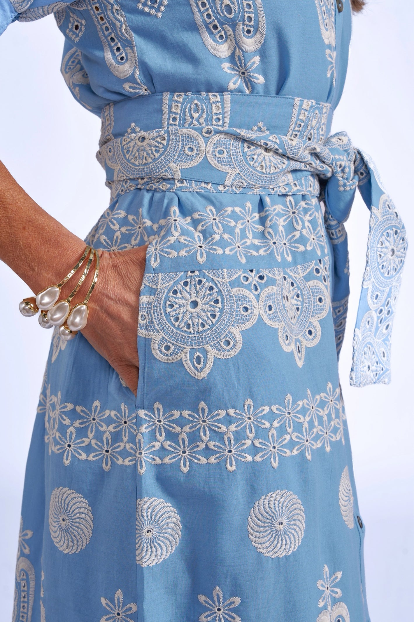 New Day Originals Sani Blue Organic Cotton Midi Shirt Dress