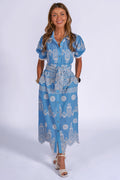 New Day Originals Sani Blue Organic Cotton Midi Shirt Dress