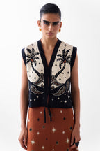 NOIB Lola Vest Nocturnal Jungle Multicolour Knitted Waistcoat, front view