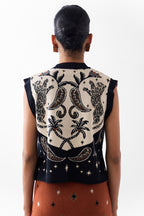 NOIB Lola Vest Nocturnal Jungle Multicolour Knitted Waistcoat, back view
