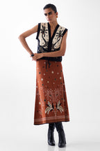 NOIB Lola Vest Nocturnal Jungle Multicolour Knitted Waistcoat, styled full length