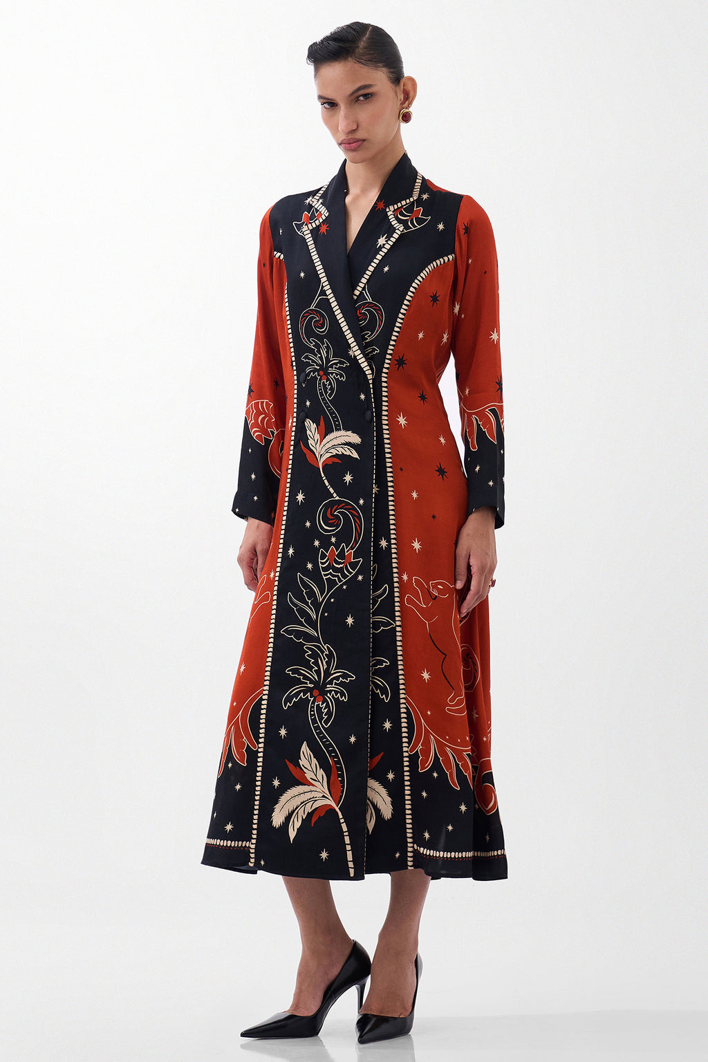 NOIB Willow Maxi Nocturnal Jungle Multicolour Dress, front view
