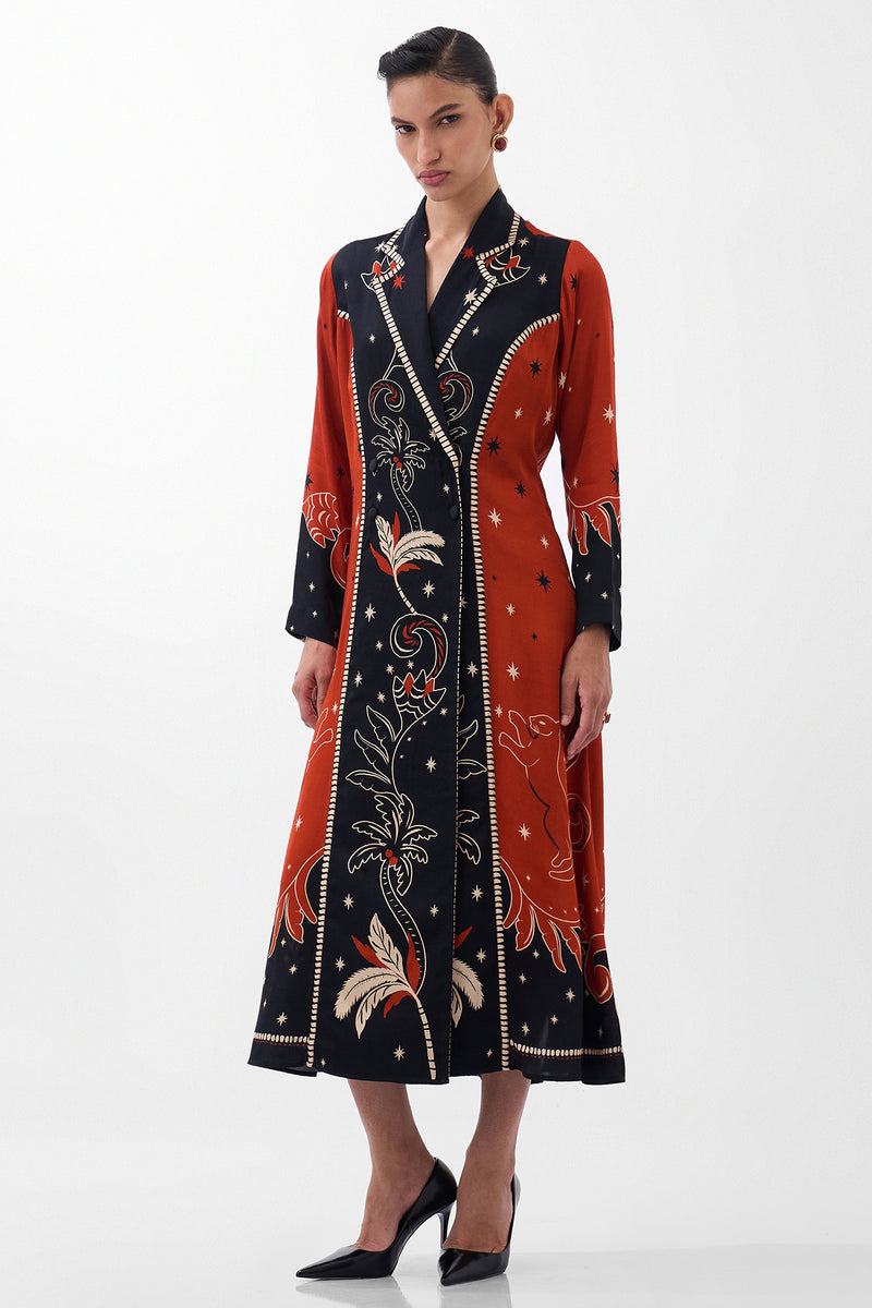 NOIB Willow Maxi Nocturnal Jungle Multicolour Dress, front view