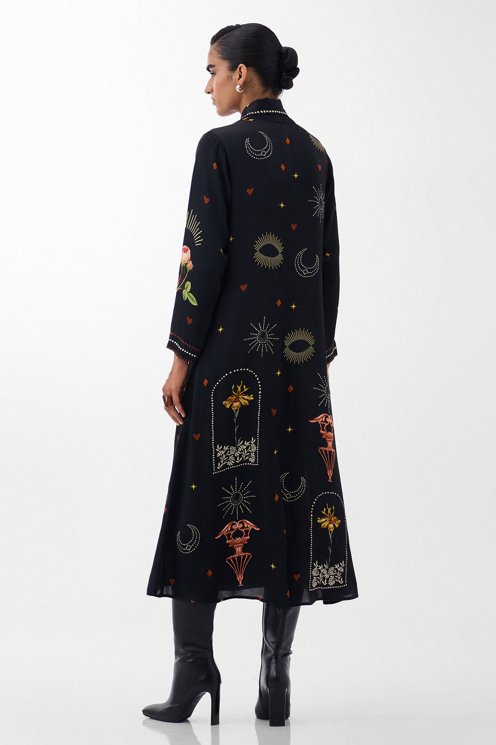 NOIB Willow Maxi Postcards and Petals Navy Dress, back view