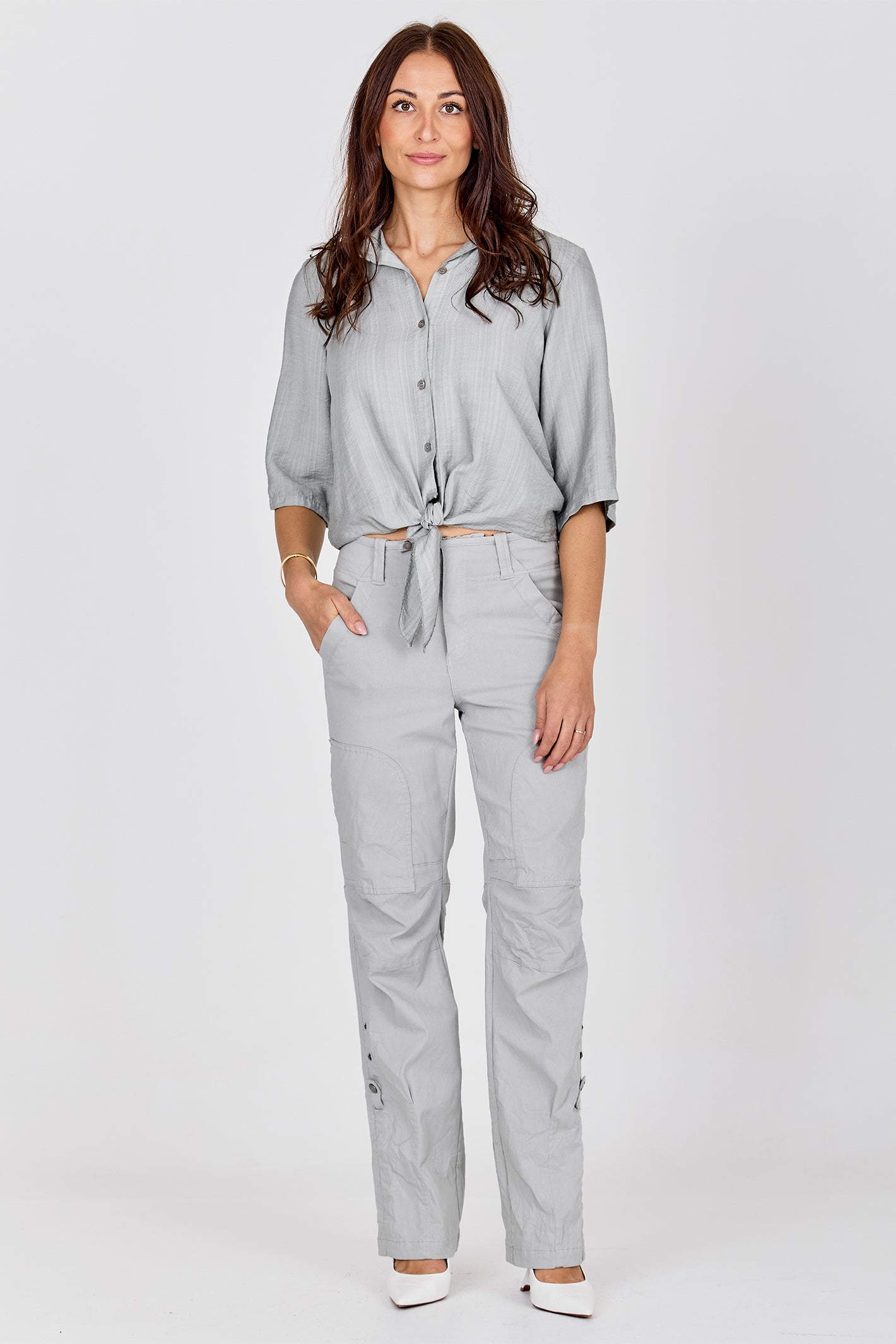 Nu Denmark Caitlin Blue Mint Tie Front Shirt 8726-40 303