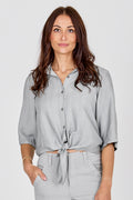 Nu Denmark Caitlin Blue Mint Tie Front Shirt 8726-40 303