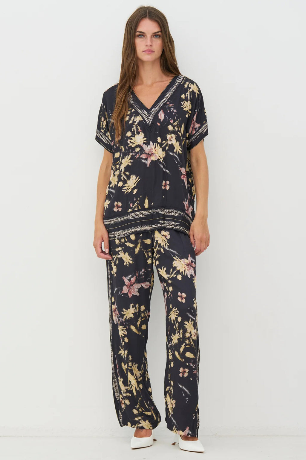 Nu Denmark Cara Black Mix Print Trousers 8746-10 000