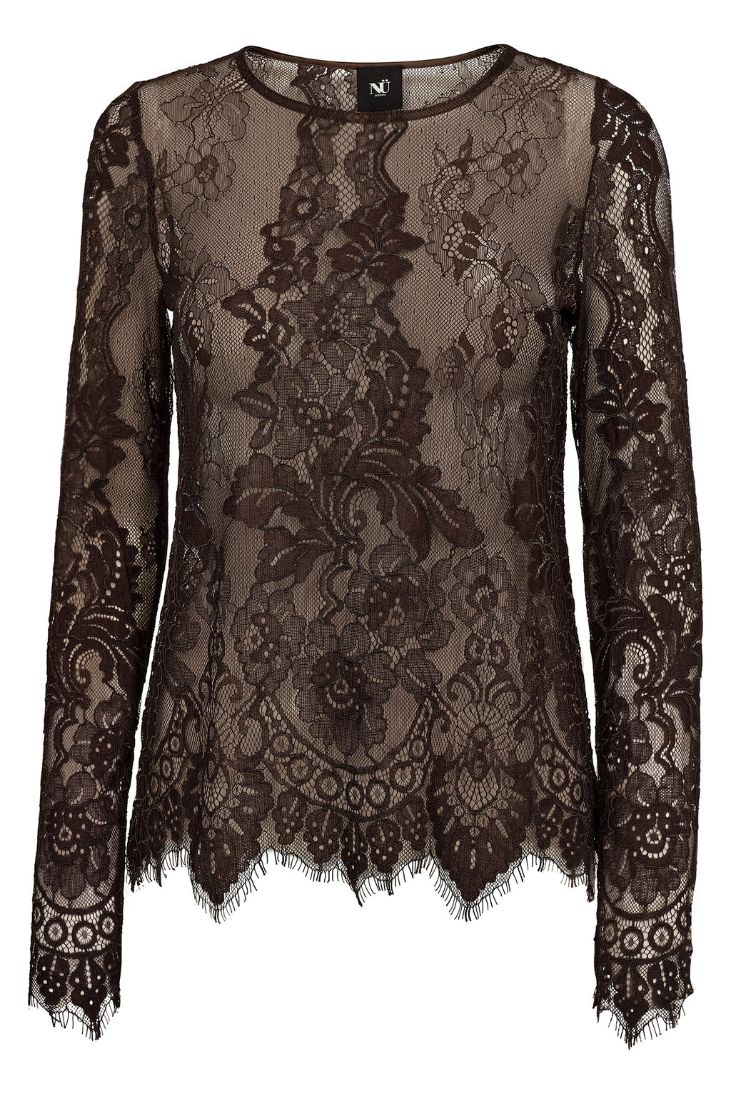 Nu Denmark Charlotte Brown Lace Top 14-50, front view