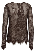Nu Denmark Charlotte Brown Lace Top 14-50, back view with scalloped hem