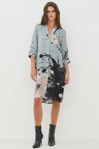 Nu Denmark Cilje Blue Mint Mix Print Tunic Dress 01-26 303